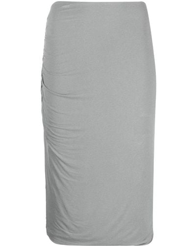 James Perse Shoreline Ruched Midi Skirt - Gray