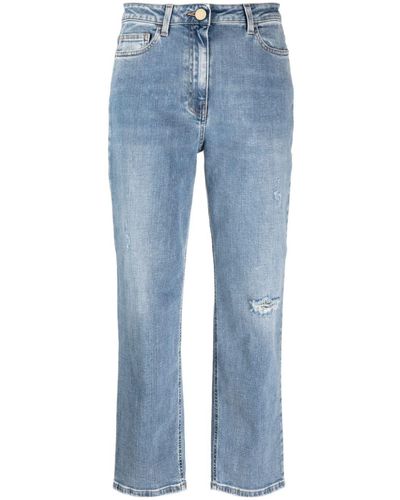 Elisabetta Franchi Jeans crop con effetto schiarito - Blu