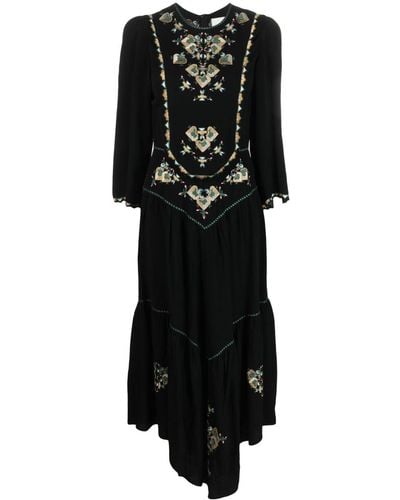 Isabel Marant Sonia Embroidered Asymmetric Dress - Black