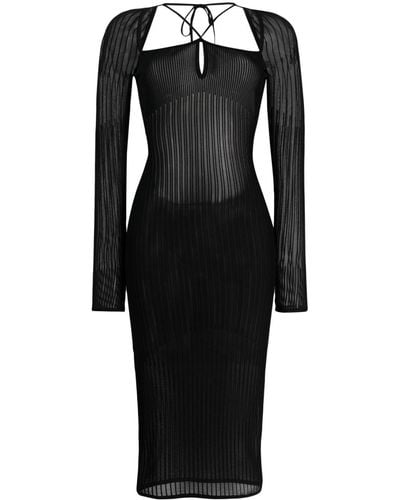 Nensi Dojaka Long-sleeve Open-back Dress - Black