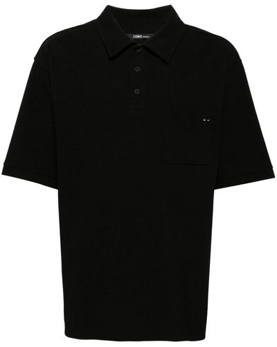 ZZERO BY SONGZIO Embroidered-logo Piqué Polo Shirt - Black