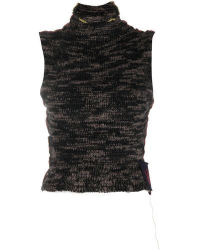 VITELLI Melange-effect Sleeveless Top - Black