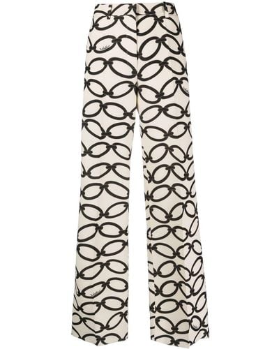 Valentino Garavani Chain 1967 Print Silk Trousers - White