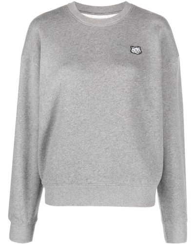 Maison Kitsuné Fox Head Cotton Crewneck Sweatshirt - Grey
