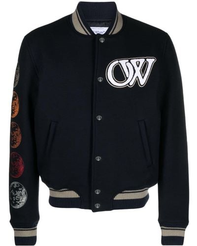 Off-White c/o Virgil Abloh Graphic-print embroidered bomber jacket - Negro