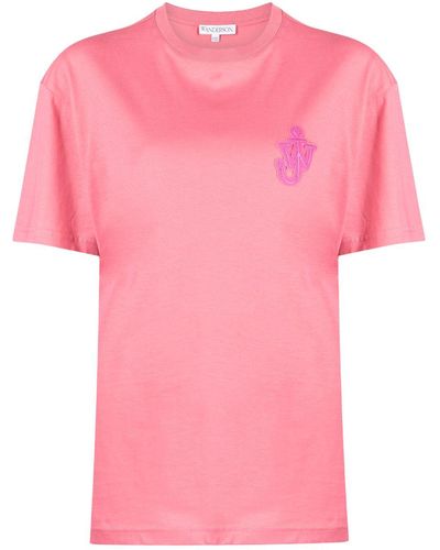 JW Anderson T-shirt Met Logopatch - Roze