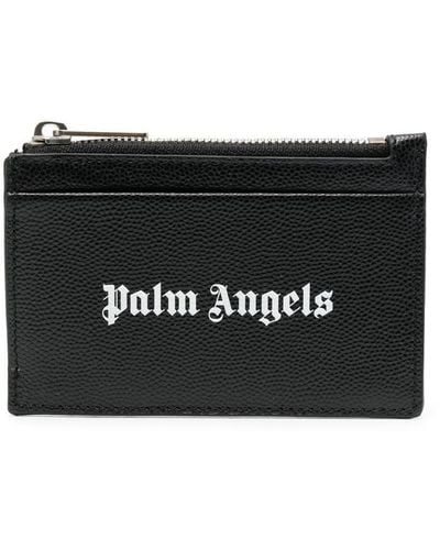 Palm Angels Porte-cartes à logo Gothic imprimé - Noir