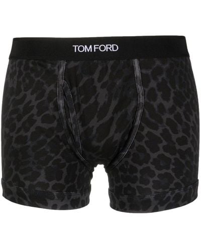 Tom Ford Boxer à imprimé léopard - Noir