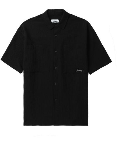 Izzue Logo-print Crepe Shirt - Black
