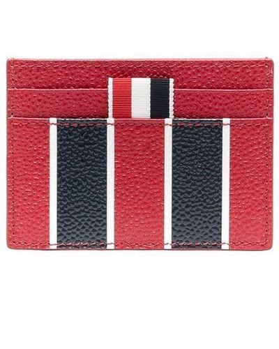 Thom Browne Striped Leather Wallet - Red