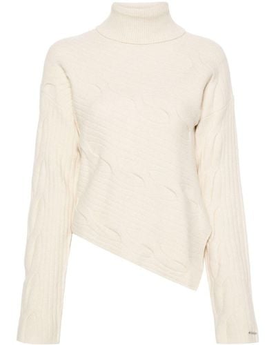 Calvin Klein Cable Knit Asymmetric Sweater - White