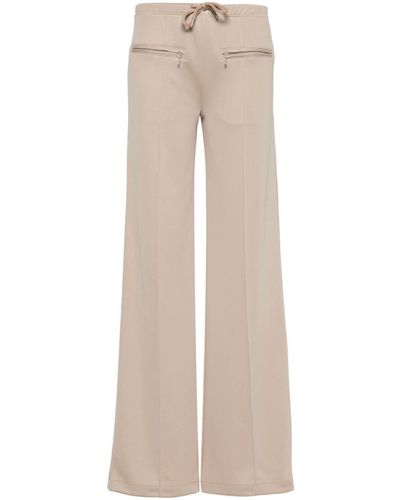 Courreges Logo-patch Ribbed Trousers - Natural