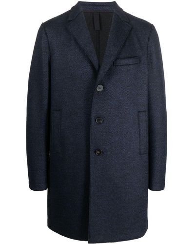 Harris Wharf London Single-breasted Overcoat - Blue