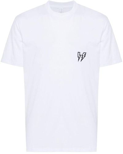 Neil Barrett T-Shirt mit Blitz-Patch - Weiß