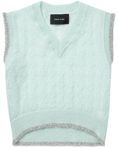 Simone Rocha Lurex-detail Open-knit Vest - Green