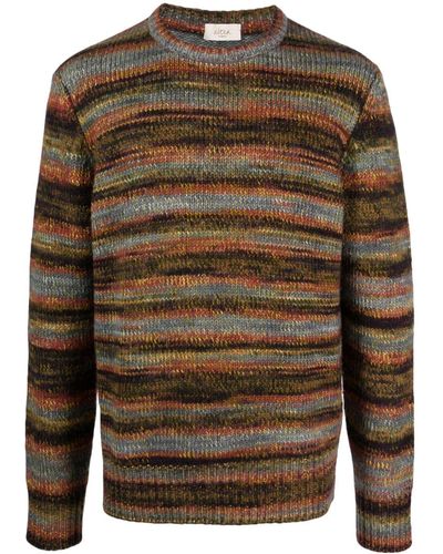 Altea Striped Crew-neck Sweater - Brown