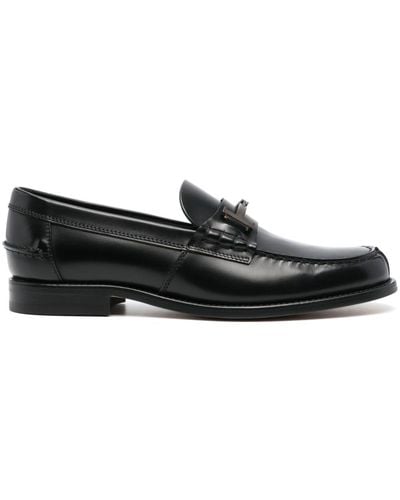 Tod's Double T Leather Loafers - Black