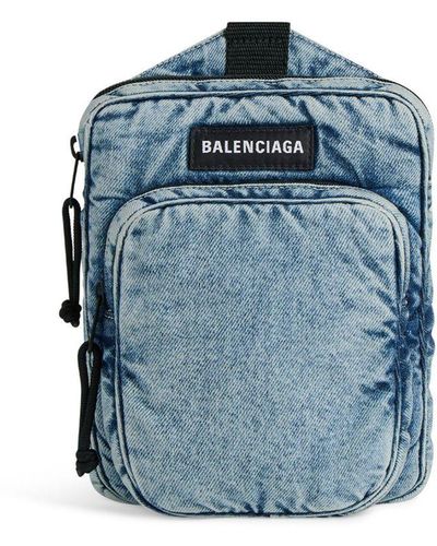 Balenciaga Explorer Kuriertasche im Jeans-Look - Blau