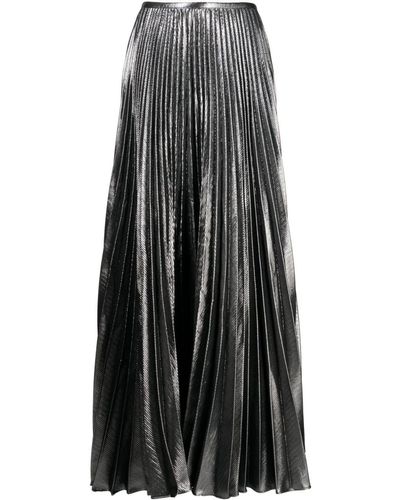 Solace London Henley Metallic Pleated Maxi Skirt - Grey