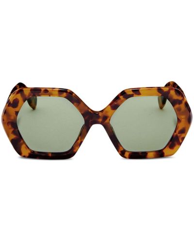 Ambush Eirene Hexagonal-frame Sunglasses - Brown