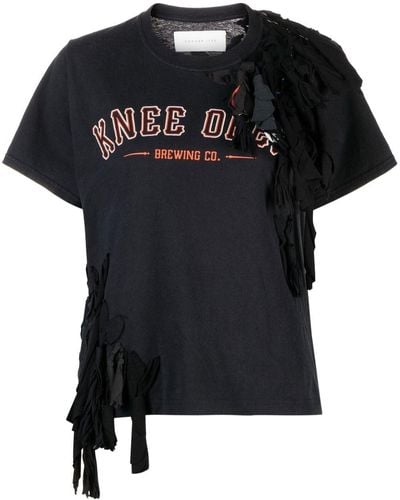 Conner Ives T-shirt Met Print - Zwart