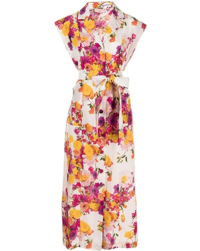Adam Lippes Vestido camisero sin mangas con estampado floral - Multicolor