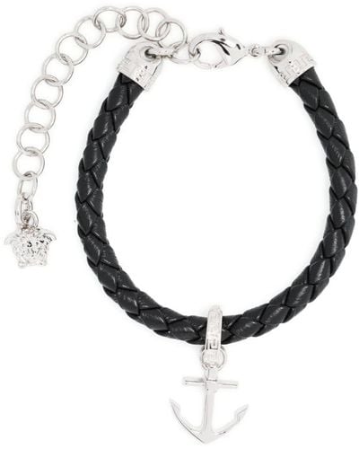 Versace Nautical Medusa Leather Bracelet - Black
