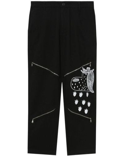 WESTFALL Graphic-print Cotton Trousers - Black