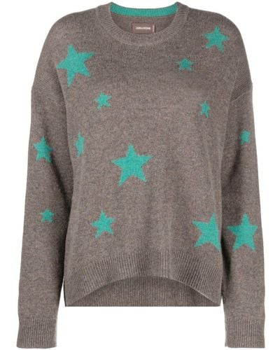 Zadig & Voltaire Markus Star-print Cashmere Sweater - Gray