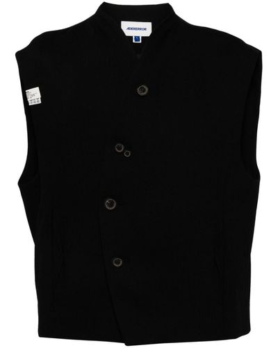 Adererror Asymmetric Wool Waistcoat - Black