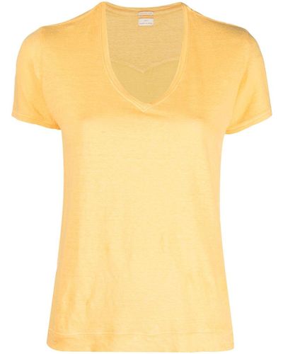 Massimo Alba Flores Short-sleeve Linen T-shirt - Yellow