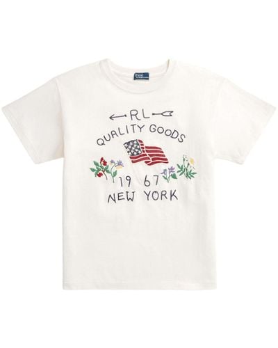 Polo Ralph Lauren T-shirt en coton à broderies - Blanc