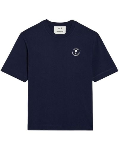 Ami Paris X Antoine Dupont T-Shirt mit Logo-Stickerei - Blau