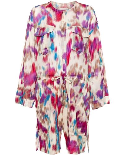 Isabel Marant Niely Abstract-print Playsuit - White