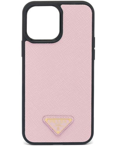 Prada Leather Iphone 13 Pro Max Case - Pink