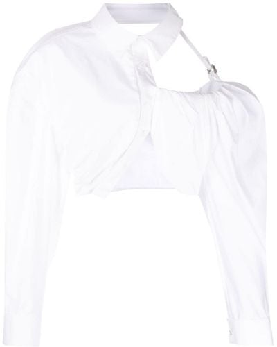 Jacquemus La Chemise Galliga Cut Out-detail Cropped Shirt - White