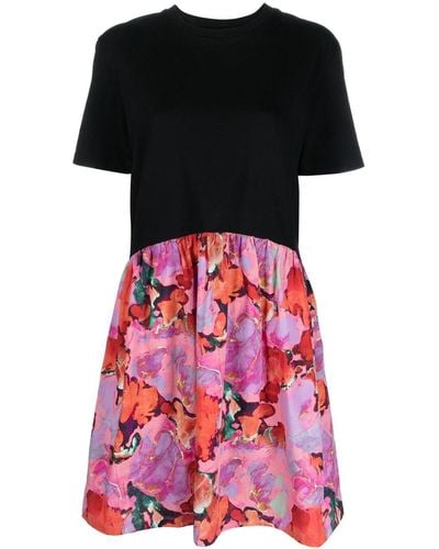 PS by Paul Smith Floral-print Panelled Dress - Black