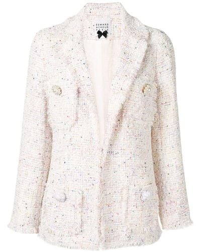 Edward Achour Paris Structured Tweed Blazer - White