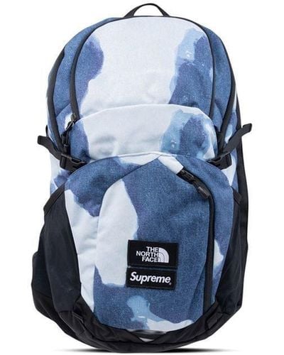 Supreme X The North Face Bleached Denim Print Backpack - Blue