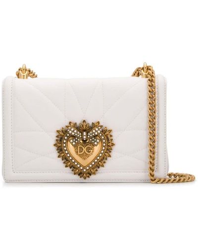Dolce & Gabbana Large Devotion Bag In Quilted Nappa Leather - White