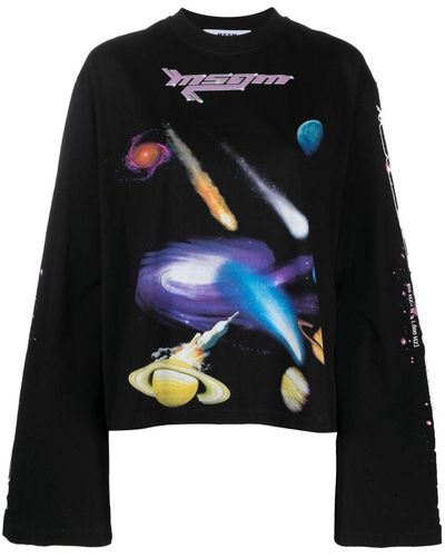 MSGM Space-print Sweatshirt - Black