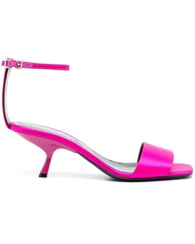 Sergio Rossi Satin-finish 70mm Kitten-heel Sandals - Pink