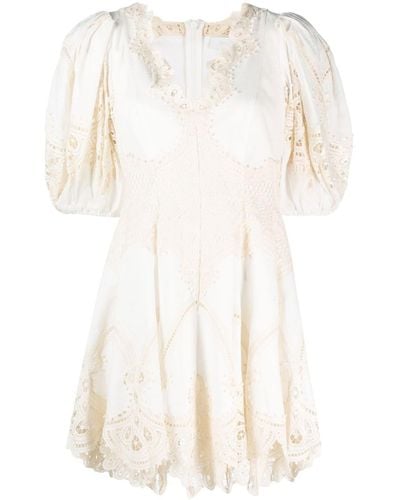 Zimmermann Embroidered Linen Mini Dress - White