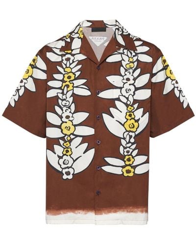 Prada Floral-print Bowling Shirt - Brown