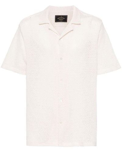 Portuguese Flannel Camp-collar Pointelle-knit Shirt - White