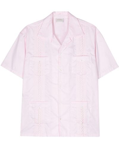 Drole de Monsieur Hemd mit gesticktem Zopfmuster - Pink