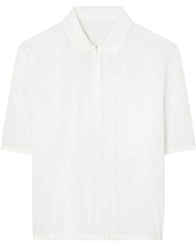 Tory Burch Poplin Zip-up Polo Shirt - White