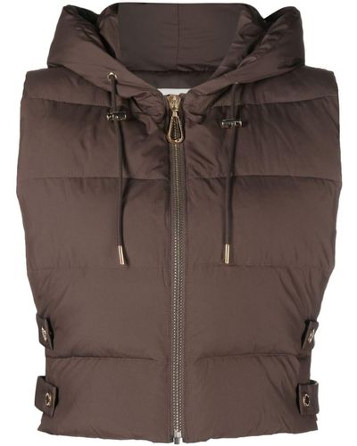 Sandro Cropped Hooded Padded Gilet - Brown