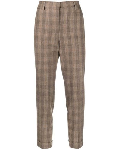 Antonelli Check-pattern Cropped Pants - Natural