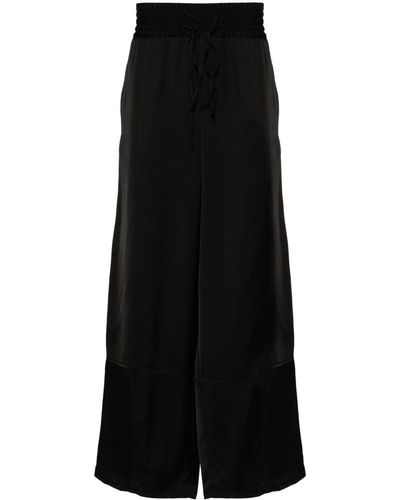 Emporio Armani Drawstring-waist Wide-leg Trousers - Black